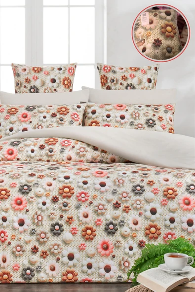 Sheri Home Tekstil Lastikli Çarşaflı Tek Kişilik Nevresim Takımı KIRÇİÇEKMODEL8892 ürün görseli 1