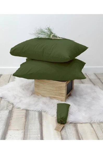 Sheri Home Tekstil Naturel 2' Li Yastık Kılıfı 100% Organik Pamuk Çam Yeşili ürün görseli 1