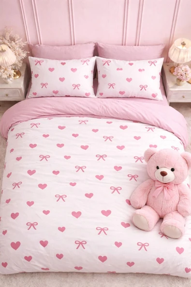 Sheri Home Tekstil Lastikli Çarşaflı Tek Kişilik Nevresim Takımı SWEETHEARTMODELSZ8889221 ürün görseli 1