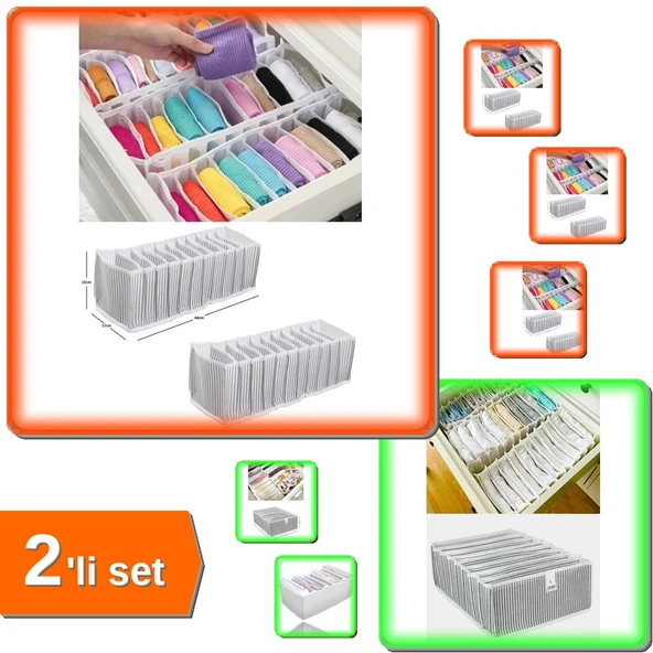 10 Gözlü Akordiyon Çekmece Düzenleyici + 8 Gözlü Akordiyon Organizer - 2li Set T8P7V7 ürün görseli 1