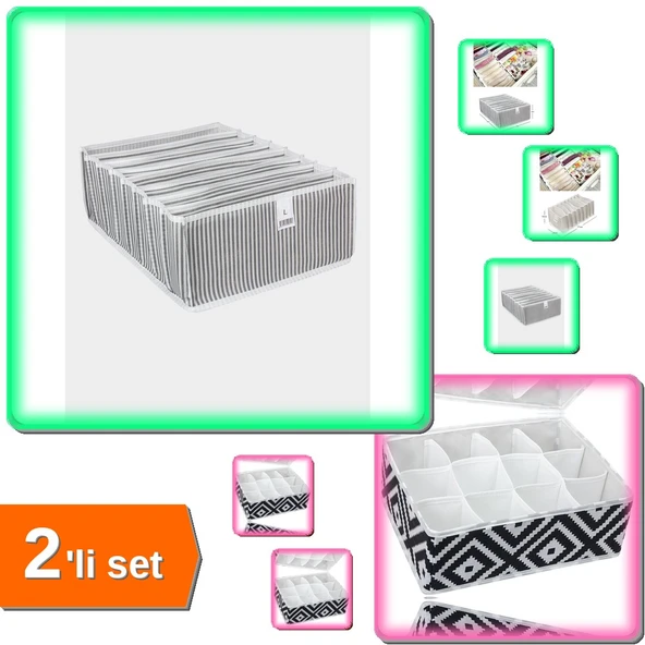 8 Bölmeli Akordiyon Çekmece Düzenleyici + 12 Bölmeli Mozaik Desen Organizer - 2li Set GHI456 ürün görseli 1