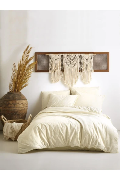 Sheri Home Tekstil Ligne Douce Vintage Nevresim Takımı Tek Kişilik - Mineral White ürün görseli 1