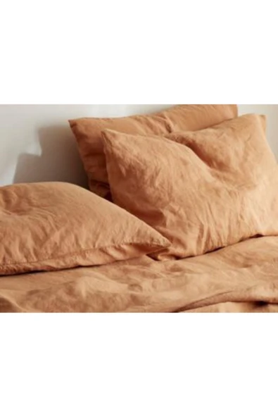 Sheri Home Tekstil Naturel 2' Li Yastık Kılıfı 100% Organik Pamuk -shine Orange ürün görseli 1