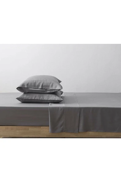 Sheri Home Yumuşak Doku Çift Kişilik Çarşaf Takımı Füme Gri- 180x200 ürün görseli 1
