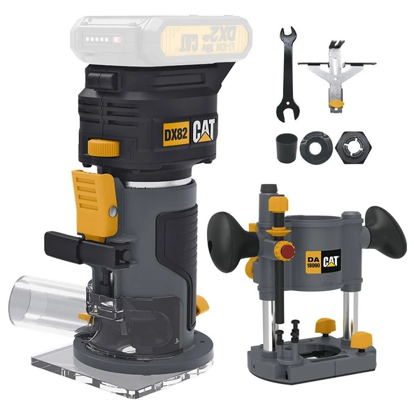 CAT DX82B.3 18Volt Şarjlı Kömürsüz 6mm Devir Ayarlı Profesyonel Avuç İçi El Frezesi Formika Tıraşlama (Akü Dahil Değildir) ürün görseli 1