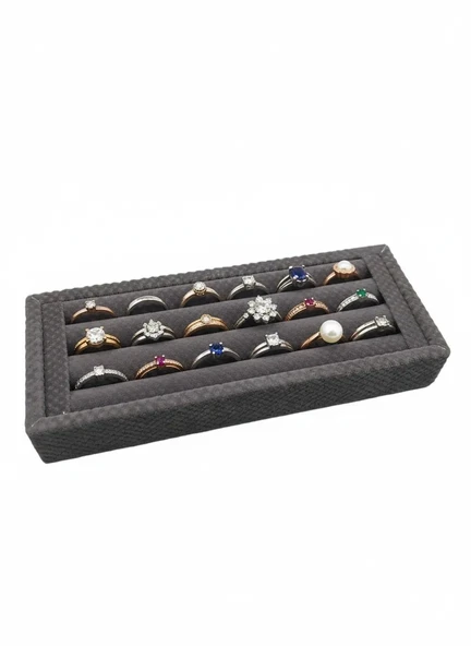 Süet Kumaş Füme Renk 18 / 7 Cm Rulo Yüzük Standı ürün görseli 1