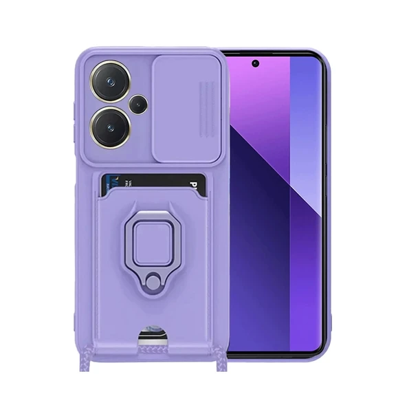 Xiaomi Redmi Note 13 Pro Plus Kılıf Zuma Kartvizitli Yüzüklü Silikon - Lila ürün görseli 1