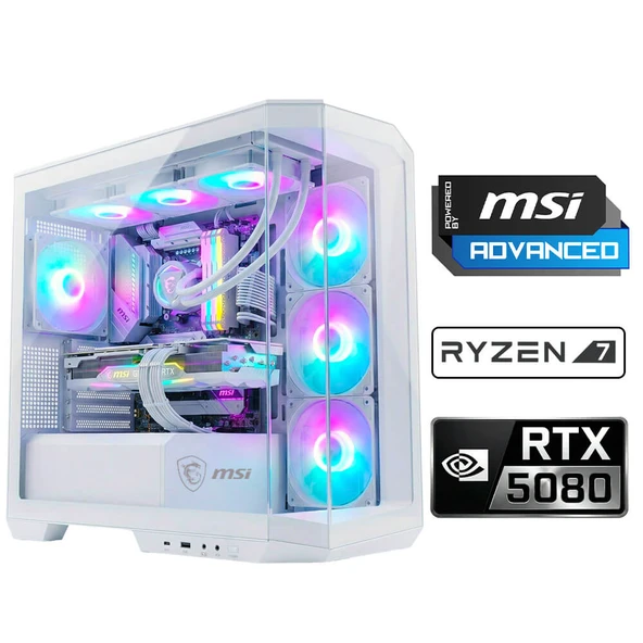 Xaser Velox x620 Ryzen 7 7800X3D 32GB DDR5 Ram 1TB M.2 NVMe SSD 16GB RTX5080 Sıvı Soğutmalı Msı Oyuncu OEM Paket ürün görseli 1