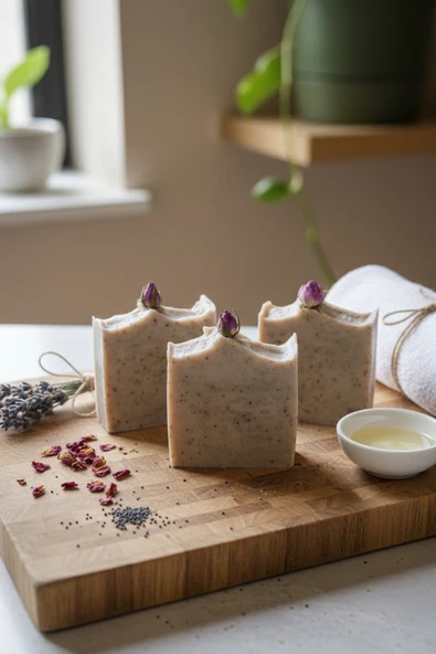 3 Kalıp Gül Sabunu El Yapımı Özel Üretim Rose Soap Gül Yağı Sabunu 3 Adet ürün görseli 1