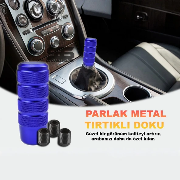 Metal Vites Topuzu Tırtıklı Parlak Mavi | Alüminyum Çelik Alaşım | Universal Manuel Vites ürün görseli 1