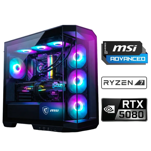 Xaser Velox x610 Ryzen 7 7800X3D 32GB DDR5 Ram 1TB M.2 NVMe SSD 16GB RTX5080 Sıvı Soğutmalı Msı Oyuncu OEM Paket ürün görseli 1