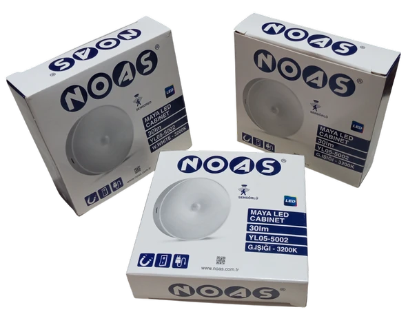3 Adet Noas YL05-5002 Kablosuz Hareket Sensörlü Mıknatıslı USB-C Şarjlı Dolap İçi Aydınlatma 30lm 0.5W 5V Beyaz Işık ürün görseli 1
