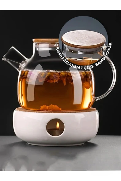 Bambu Kapaklı Demlik 1000 ml - Resim 2