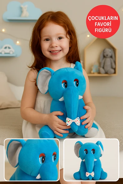 Mavi Fil Peluş Oyuncak 20×17 cm – Çocuk Odası Dekoru, Sevimli Bebek Hediyesi, Yumuşak Peluş Figür ürün görseli 1