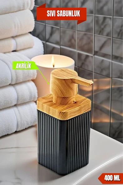 1 Adet Akrilik Sıvı Sabunluk Mutfak Banyo Sabunluk Seti- 400 ml Siyah ürün görseli 1