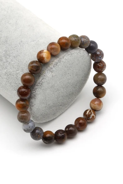 Dağ Akik (Mountain Agate) Doğal Taş Bileklik 8 mm Küre Kesim - BLK-2151 ürün görseli 1