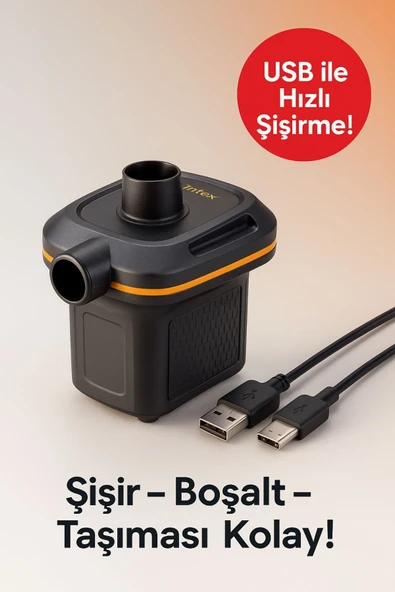 Kamp & Plaj Şişme Pompası – USB Girişli - Resim 7