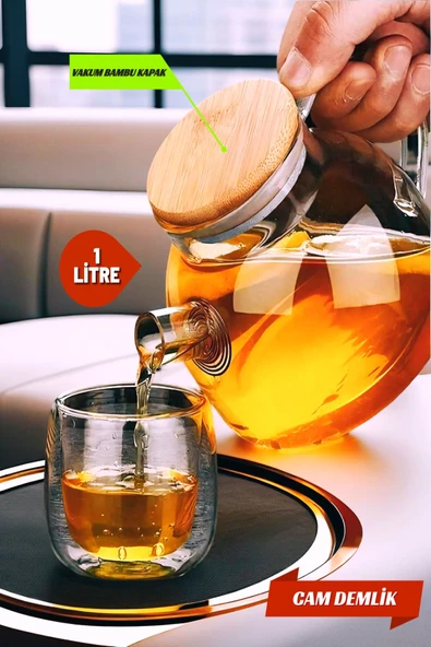 Bambu Kapaklı Demlik 1000 ml ürün görseli 1