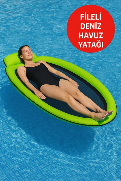 AquaRelax Fileli Havuz Yatağı -Yaz Keyfi Fileli Deniz/Havuz Yatağı 178x94 cm Yeşil ürün görseli 1
