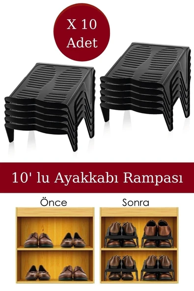 Çiftli Ayakkabı Rampası 10' Lu Siyah ürün görseli 1