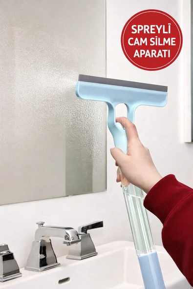 4’ü 1 Arada Spreyli Cam Silme Aparatı – Çekçekli Camsil, Fırçalı Pencere & Ayna Temizleyici ürün görseli 1