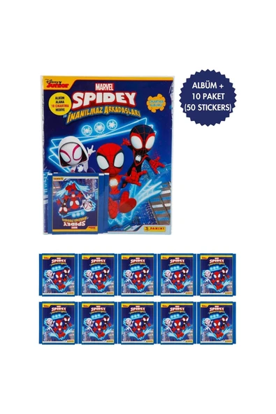 Lisanslı Spidey Mega Başlangıç Paketi Album+10 Paket(50 Stickers) Çıkartma ürün görseli 1