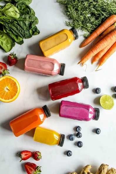 6 Adet Smoothie Detoks Şişesi Şeffaf Plastik Sızdırmaz Kapak Köşeli Meyve Suyu Şişesi 300 ML ürün görseli 1