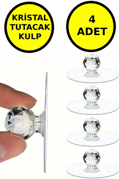 4 Adet Çok Amaçlı Yapışkan Kristal Tutacak Kulp ürün görseli 1