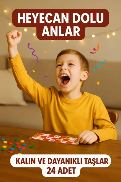 Renkli Tombala Seti • 24 Adet Kart • Tam Takım • Aileyle Oynamaya Hazır Eğlenceli Kutu Oyunu ürün görseli 1