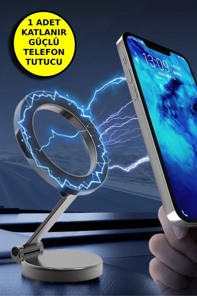 Katlanır Tüm Telefonlarla Uyumlu Güçlü Manyetik Araç Telefonu Tutacağı Telefon  Standı ürün görseli 1