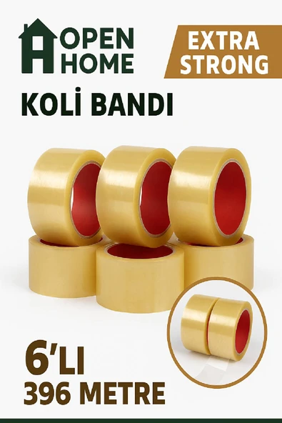 6 Adet-396 Metre Şeffaf Koli Bandı – Extra Strong 40 Micron Kalınlık, Güçlü Yapışkan ürün görseli 1