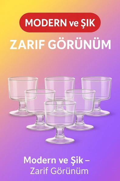 6 Adet Şık Ayaklı 50 ML Tekila & Tatlı Bardağı - Resim 3