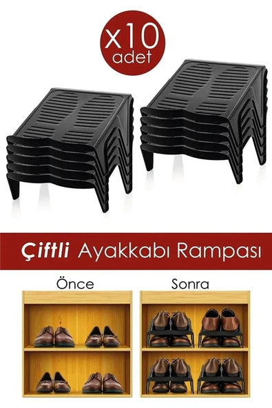 Çiftli Ayakkabı Rampası 10' Lu Siyah ürün görseli 1