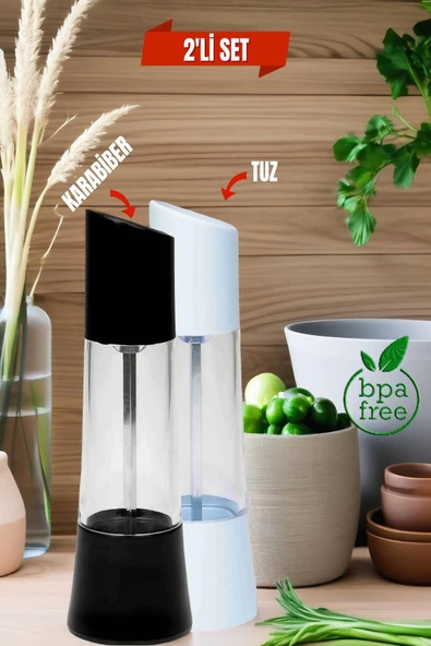 2'li Set Lux Tuz ve Biber Değirmeni Seramik ürün görseli 1
