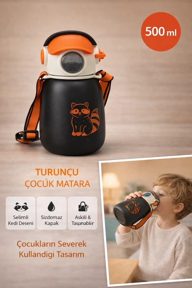 Coolpet Şapkalı Çelik Termos 500 ML - Siyah ürün görseli 1
