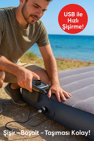 Kamp & Plaj Şişme Pompası – USB Girişli - Resim 2