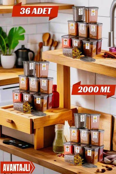 36 Adet Jumbo Boy Dikdörtgen Saklama Kabı 2000 Ml Antrasit 50 Adet Etiket Hediye ürün görseli 1