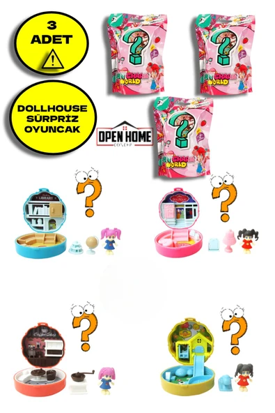 3 Adet Taşınabilir Dollhouse Sürpriz Paket ürün görseli 1