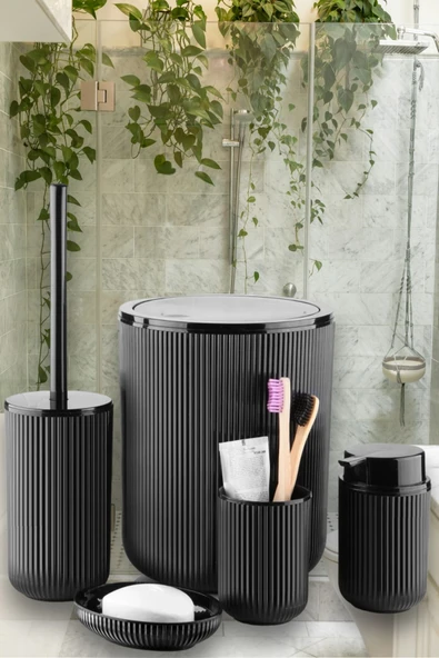 5 Parça Banyo Seti Siyah - Resim 2