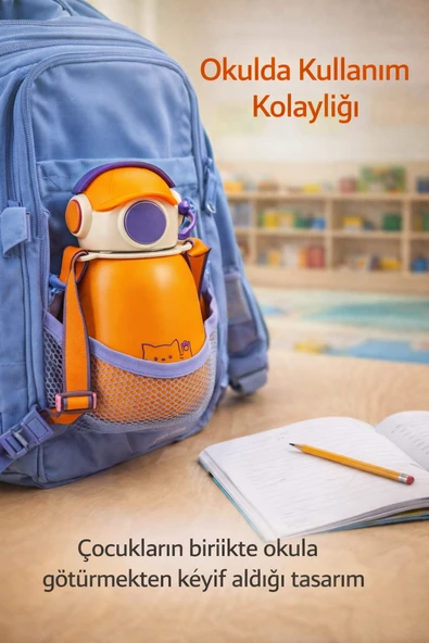 Coolpet Şapkalı Çelik Termos 500 ML - Turuncu - Resim 2