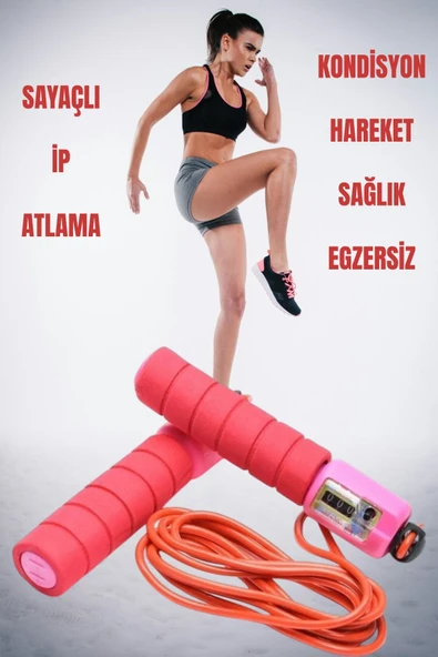Sayaçlı Atlama İpi Saplı Antrenman Aleti Ip Egzersiz Evde Spor ürün görseli 1