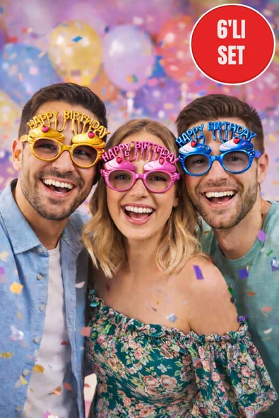 6’lı Happy Birthday Cupcake Parti Gözlüğü – Doğum Günü Eğlenceli Fotoğraf Aksesuarı ürün görseli 1