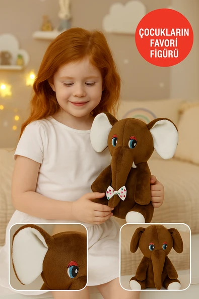 Kahverengi Fil Peluş Oyuncak 20×17 cm – Çocuk Odası Dekoru, Sevimli Bebek Hediyesi, Yumuşak Peluş Figür ürün görseli 1