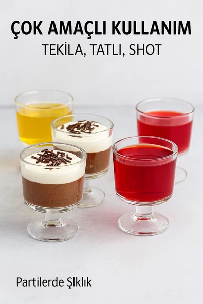 6 Adet Şık Ayaklı 50 ML Tekila & Tatlı Bardağı - Resim 5