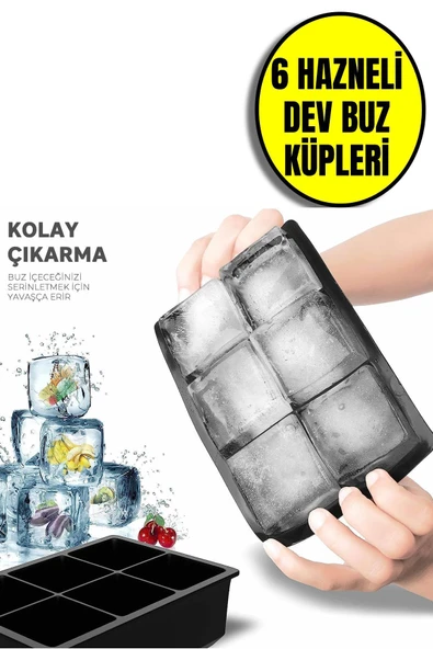 Büyük Buz Küpü Kalıbı, Kokteyl, Meşrubat Silikon Eski Moda Buz Kalıbı ürün görseli 1