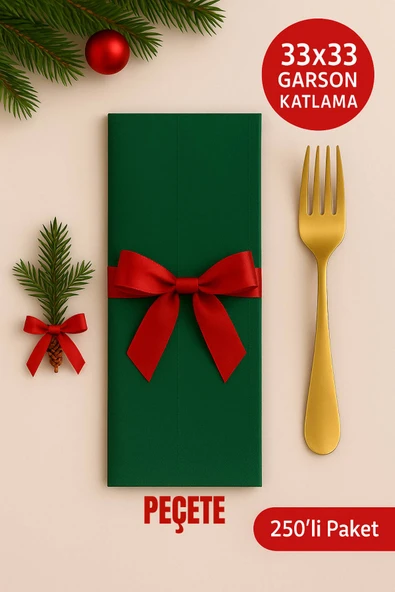 Yeşil Garson Katlama Kağıt Peçete 33×33 cm | 250’li Paket Yeşil Renkli Peçetesi ürün görseli 1