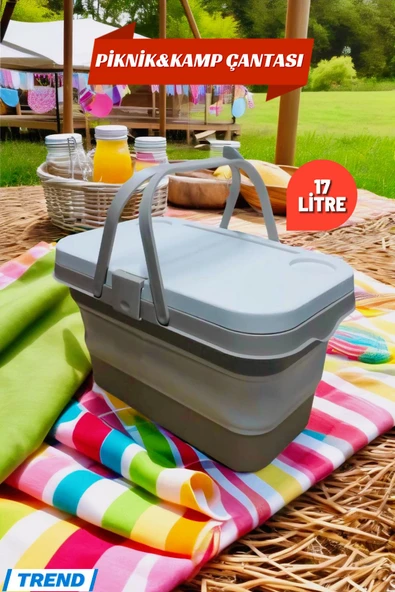 17 Litre Krem Piknik Çantası - Piknik Sepeti - Kamp Sepeti ürün görseli 1