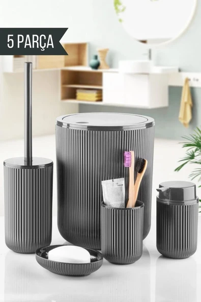 5 Parça Banyo Seti Gri ürün görseli 1