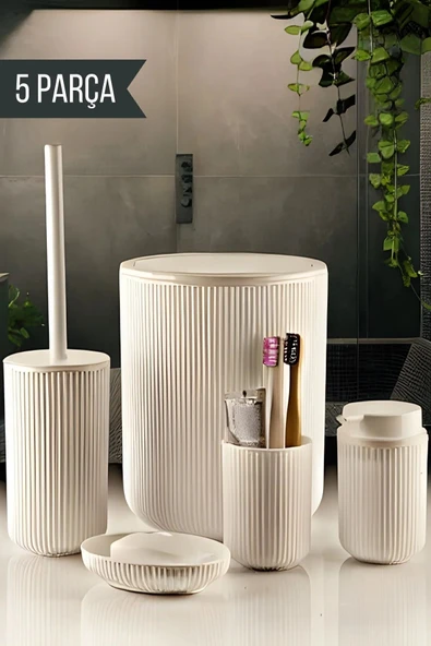 5 Parça Banyo Seti Bej ürün görseli 1