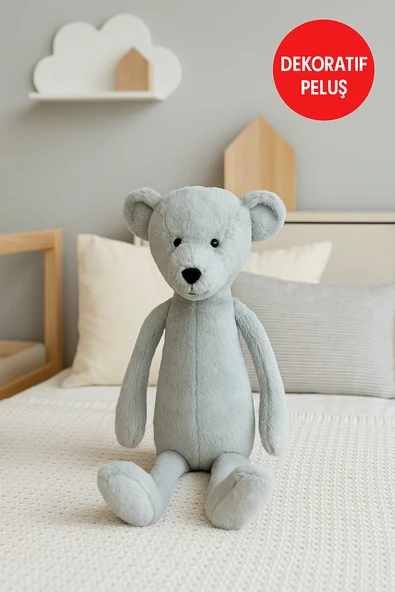 Gri Nordik Ayı 40 CM – Yumuşak Peluş Oyuncak | Sarılabilir Hediye Bebek & Çocuk Peluş Ayıcık ürün görseli 1